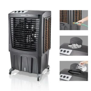 Honeywell Outdoor Rated Portable Evaporative Swamp Cooler & Fan, ETL Certified Outdoor-Safe with GFCI cord, 2800 CFM, Gray