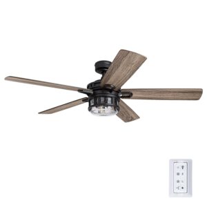 Honeywell 52-Inch Bontera Indoor 5 Blade Matte Black Craftsman Ceiling Fan with Remote Control