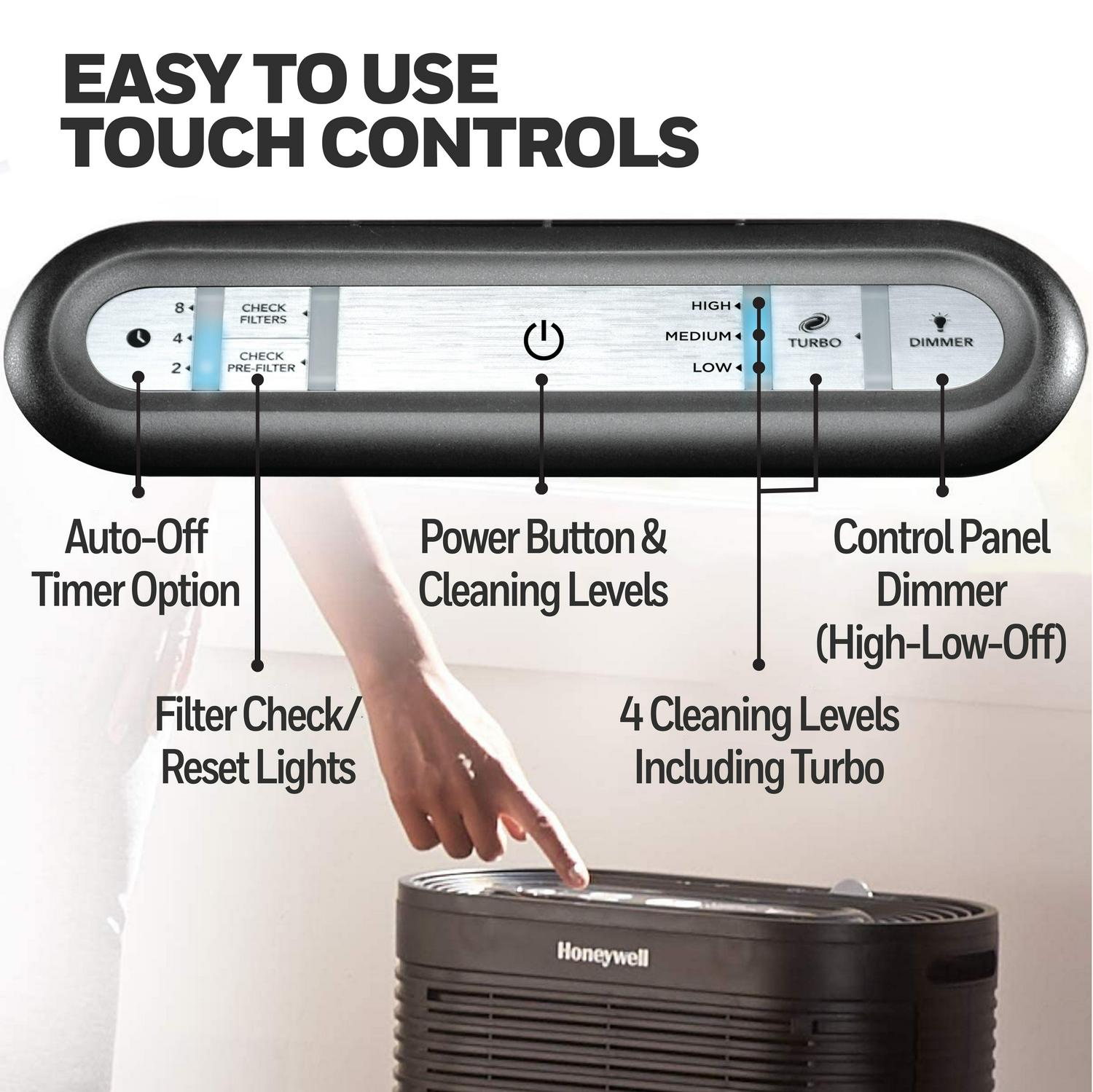 Honeywell Allergen Plus HEPA Air Purifier Allergen Reducer,155 sq ft, Wildfire/Smoke, Pollen, Pet Dander, Dust, HPA100 - Image 8