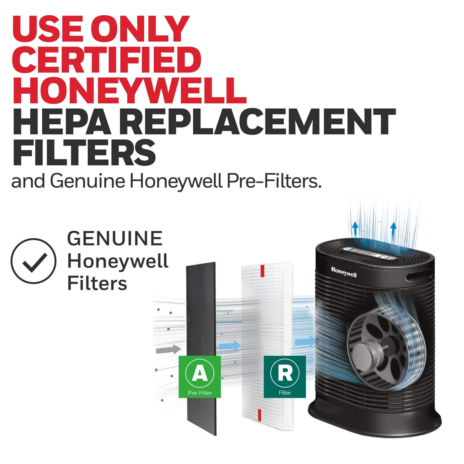 Honeywell Allergen Plus HEPA Air Purifier Allergen Reducer,155 sq ft, Wildfire/Smoke, Pollen, Pet Dander, Dust, HPA100 - Image 6