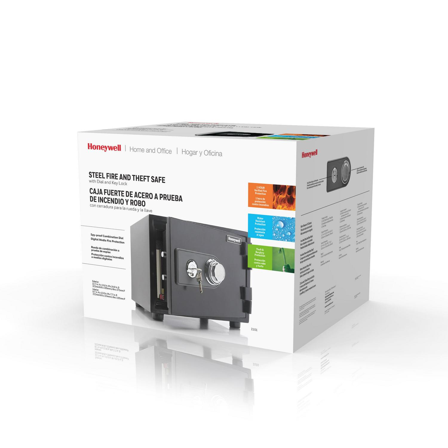Honeywell Safes, 0.5 Cu ft, Steel Water-Resistant and 1 Hour Fire Rated Safe with Dual Dial Key Lock, 2101 - Image 9