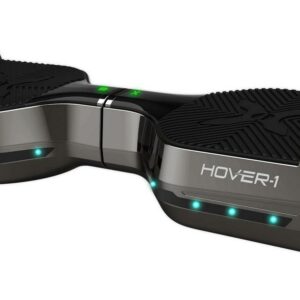 Hover-1 Chrome 7 Mph Hoverboard with LED Lights and Bluetooth Speaker, 6.5 In. Tires, 220 Lbs. Max Weight, Gunmetal
