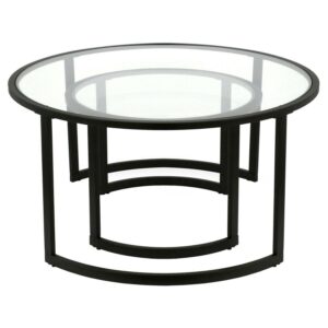 Evelyn&Zoe Mitera Round Nested Coffee Table, Blackened Bronze