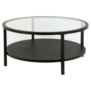 Evelyn&Zoe Rigan 36" Wide Round Coffee Table, Blackened Bronze