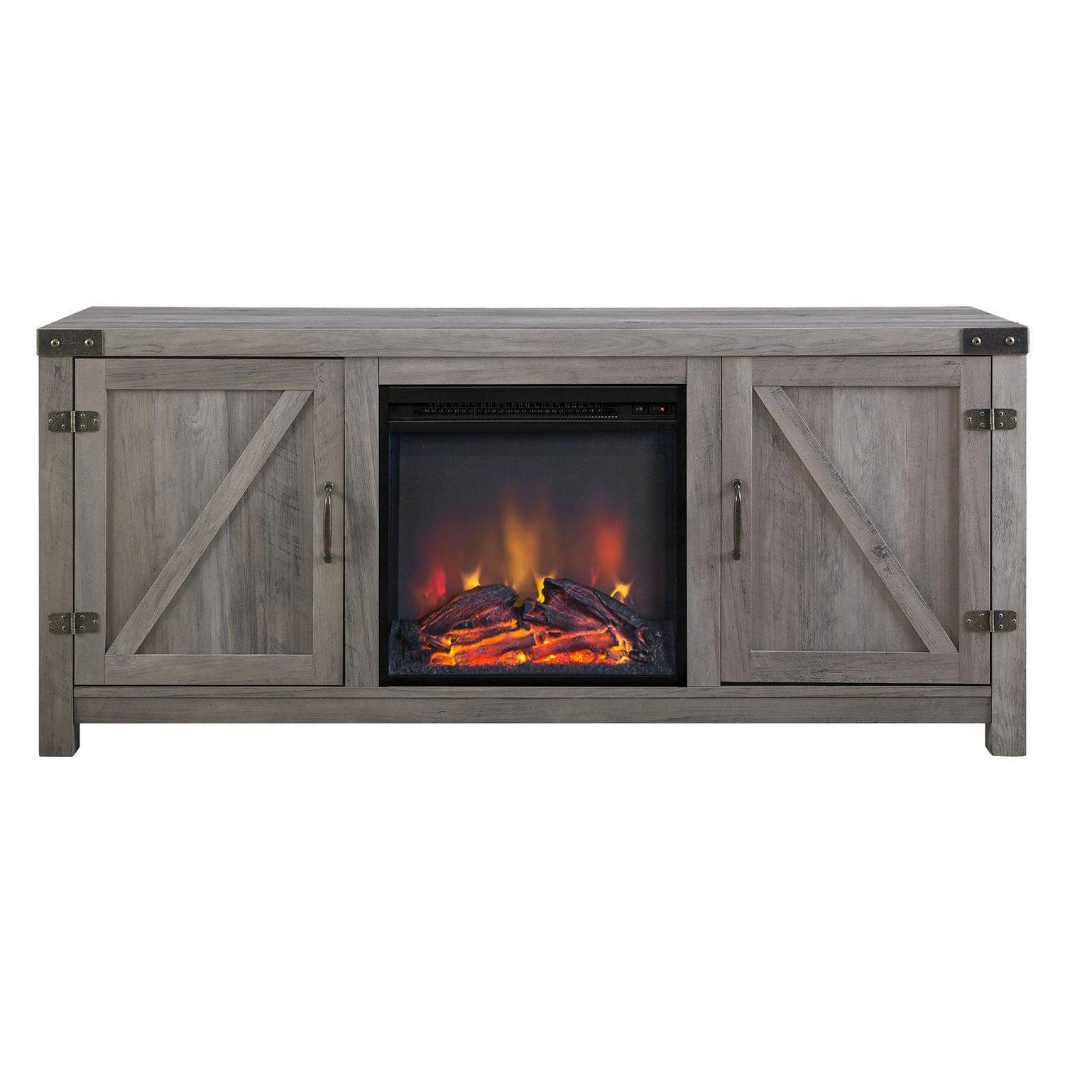 Walker Edison Modern Farmhouse Fireplace TV Stand for TVs up to 65", Grey Wash - Image 8