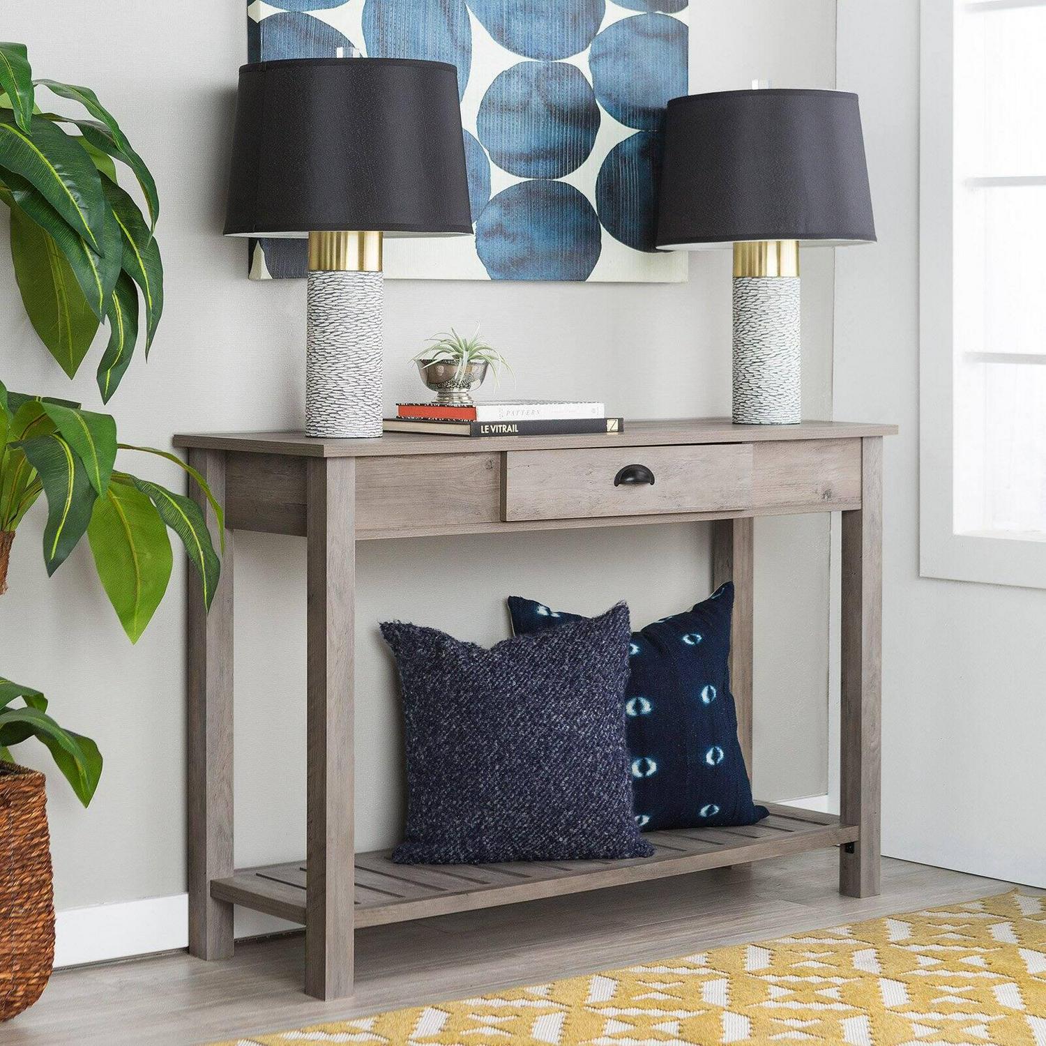48" Wood Country Style Entry Console Table - Gray Wash