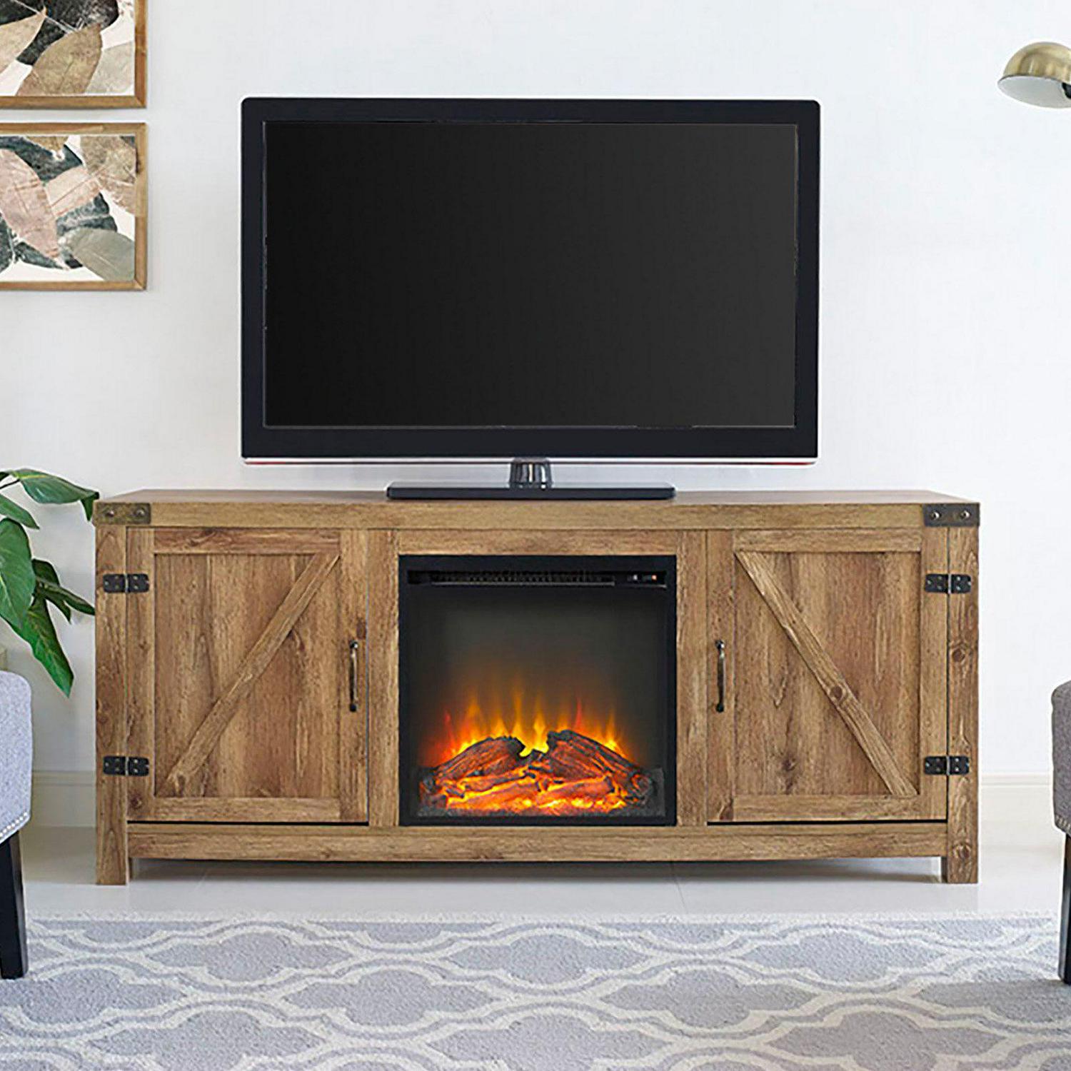 Walker Edison Modern Farmhouse Fireplace TV Stand for TVs up to 65", Grey Wash - Image 9