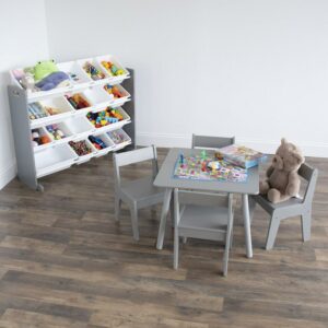 Humble Crew Modern Wood Child Table and 4 Chairs Set, Grey