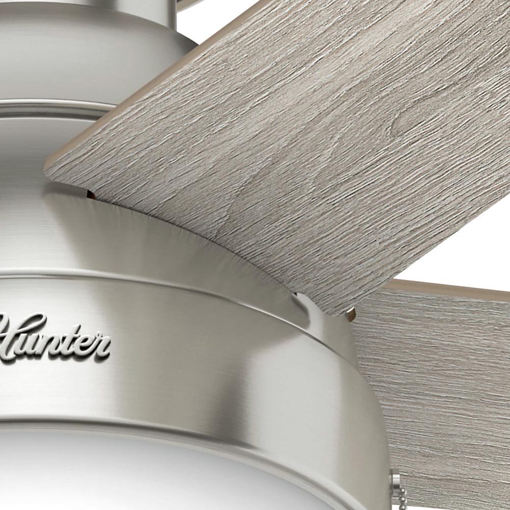 Hunter - Anslee Indoor Low Profile Ceiling Fan With Light, 46-inch, Brushed Nickel, Modern-style, 3-speed WhisperWind Motor, 50278, for Living Rooms, Bedrooms - Image 7