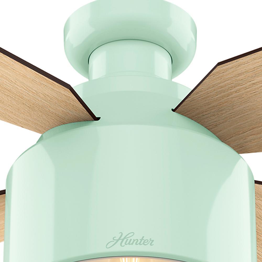 Hunter - Cranbrook Indoor Low Profile Ceiling Fan With Light, Remote, 52-inch, Mint, Modern-style, 3-speed WhisperWind Motor, 59260, for Living Rooms, Bedrooms - Image 4