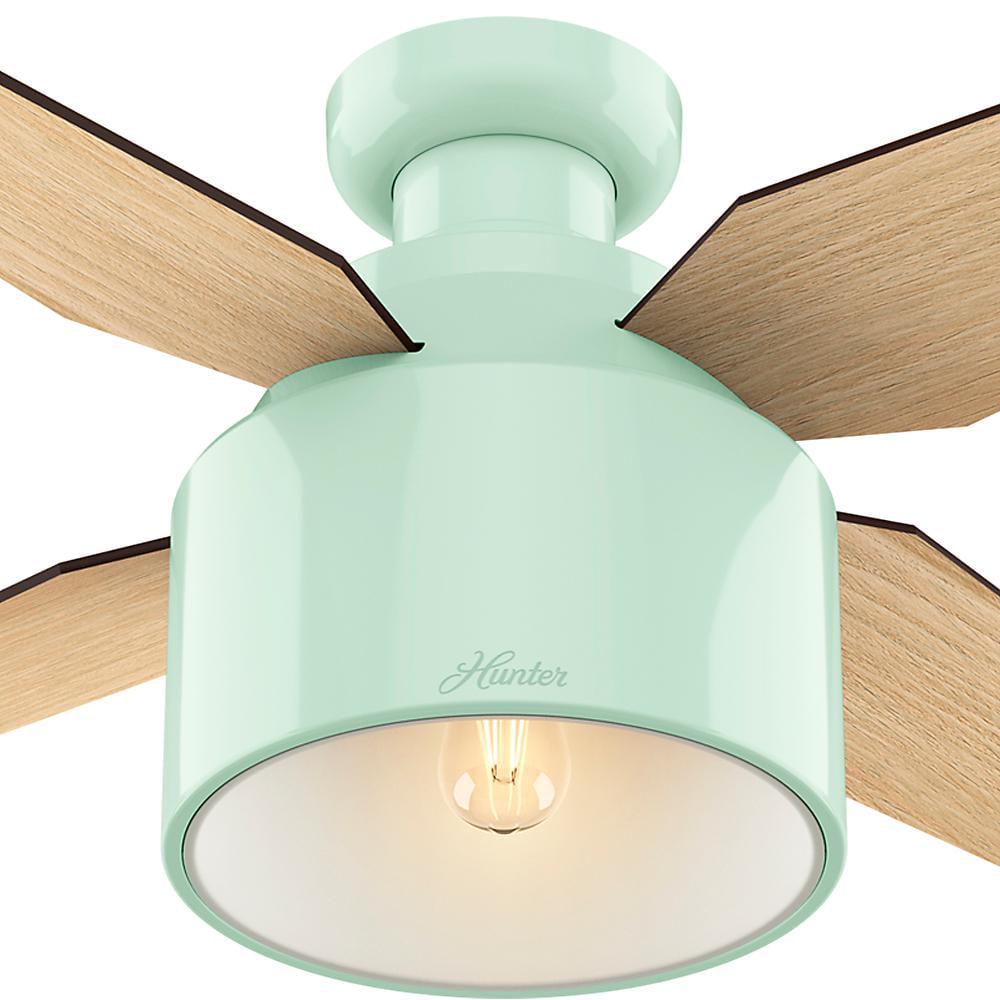 Hunter - Cranbrook Indoor Low Profile Ceiling Fan With Light, Remote, 52-inch, Mint, Modern-style, 3-speed WhisperWind Motor, 59260, for Living Rooms, Bedrooms - Image 6