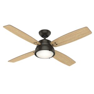 Hunter 52" Wingate Noble Bronze Ceiling Fan with Light Kit and Remote