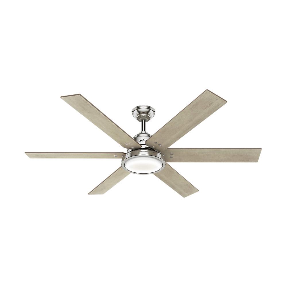 Hunter - Warrant Indoor Ceiling Fan With Light, Wall Control, 60-inch, Brushed Nickel, Casual-style, 6-speed, Energy Star, 59462, for living rooms, bedrooms, home offices, kitchens - Image 2