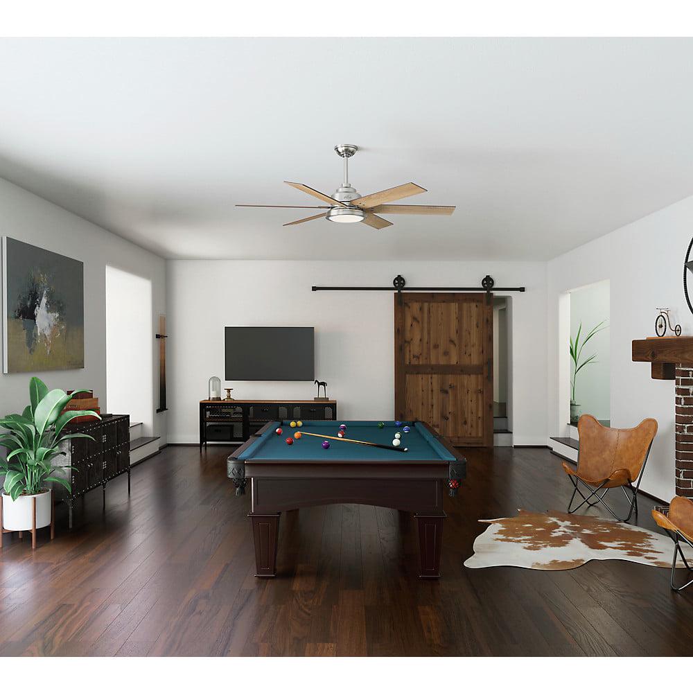 Hunter - Warrant Indoor Ceiling Fan With Light, Wall Control, 60-inch, Brushed Nickel, Casual-style, 6-speed, Energy Star, 59462, for living rooms, bedrooms, home offices, kitchens - Image 9