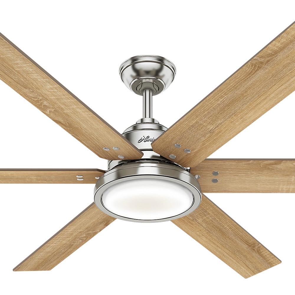 Hunter - Warrant Indoor Ceiling Fan With Light, Wall Control, 60-inch, Brushed Nickel, Casual-style, 6-speed, Energy Star, 59462, for living rooms, bedrooms, home offices, kitchens - Image 5