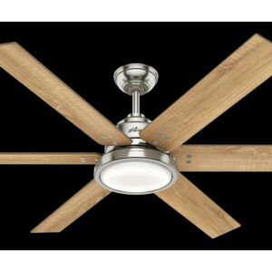 Hunter - Warrant Indoor Ceiling Fan With Light, Wall Control, 60-inch, Brushed Nickel, Casual-style, 6-speed, Energy Star, 59462, for living rooms, bedrooms, home offices, kitchens