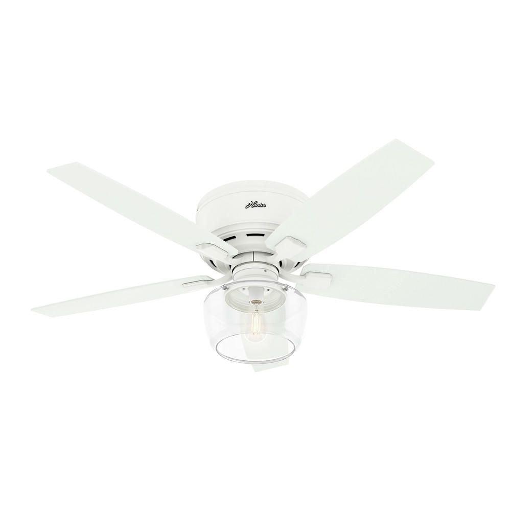 Hunter - Bennett Indoor Low Profile Ceiling Fan With Light, Remote, 52-inch, Matte White, Rustic-style, 3-speed WhisperWind Motor, 50280, for living rooms, bedrooms, home offices, kitchens