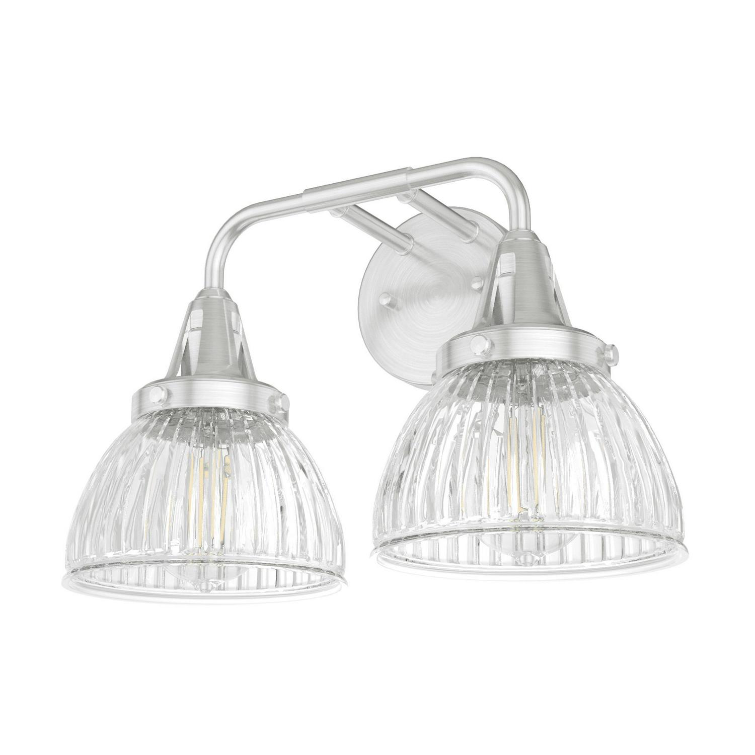 Hunter - Cypress Grove 2-light Brushed Nickel, Medium Size Vanity Light, Dimmable, Transitional Style, for Bedrooms, Dining, Living Rooms - 19352