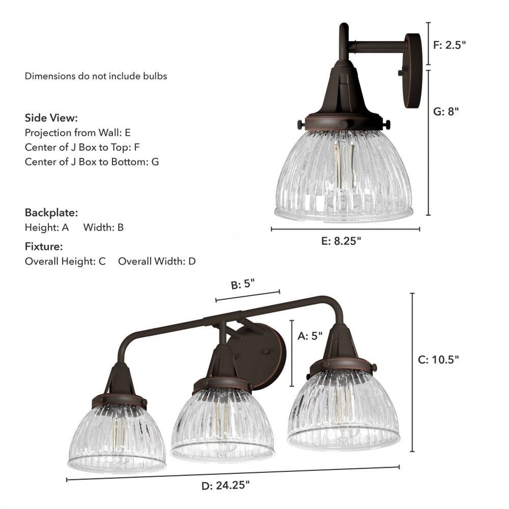 Hunter - Cypress Grove 3-light Natural Black Iron, Medium Size Vanity Light, Dimmable, Transitional Style, for Bedrooms, Dining, Living Rooms - 19257 - Image 6