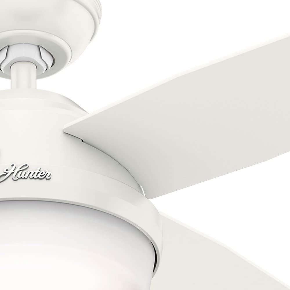 Hunter 44 inch Indoor Ceiling Fan with LED Light and Remote Control - White Modern Ceiling Fan, Standard Mount, 4 Blades, For Bedroom, Living Room, or Kitchen - Dempsey 59246, Fresh White - Image 4