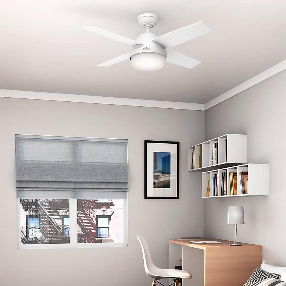 Hunter 44 inch Indoor Ceiling Fan with LED Light and Remote Control - White Modern Ceiling Fan, Standard Mount, 4 Blades, For Bedroom, Living Room, or Kitchen - Dempsey 59246, Fresh White - Image 8