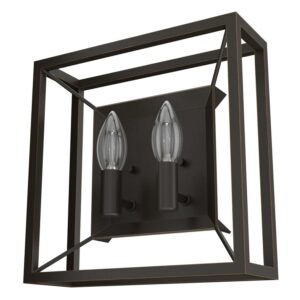 Hunter - Doherty 2-light Onyx Bengal, Medium Size Sconce Light, Dimmable, Casual Style, Square Shaped, for Bedrooms, Dining, Living Rooms - 19403