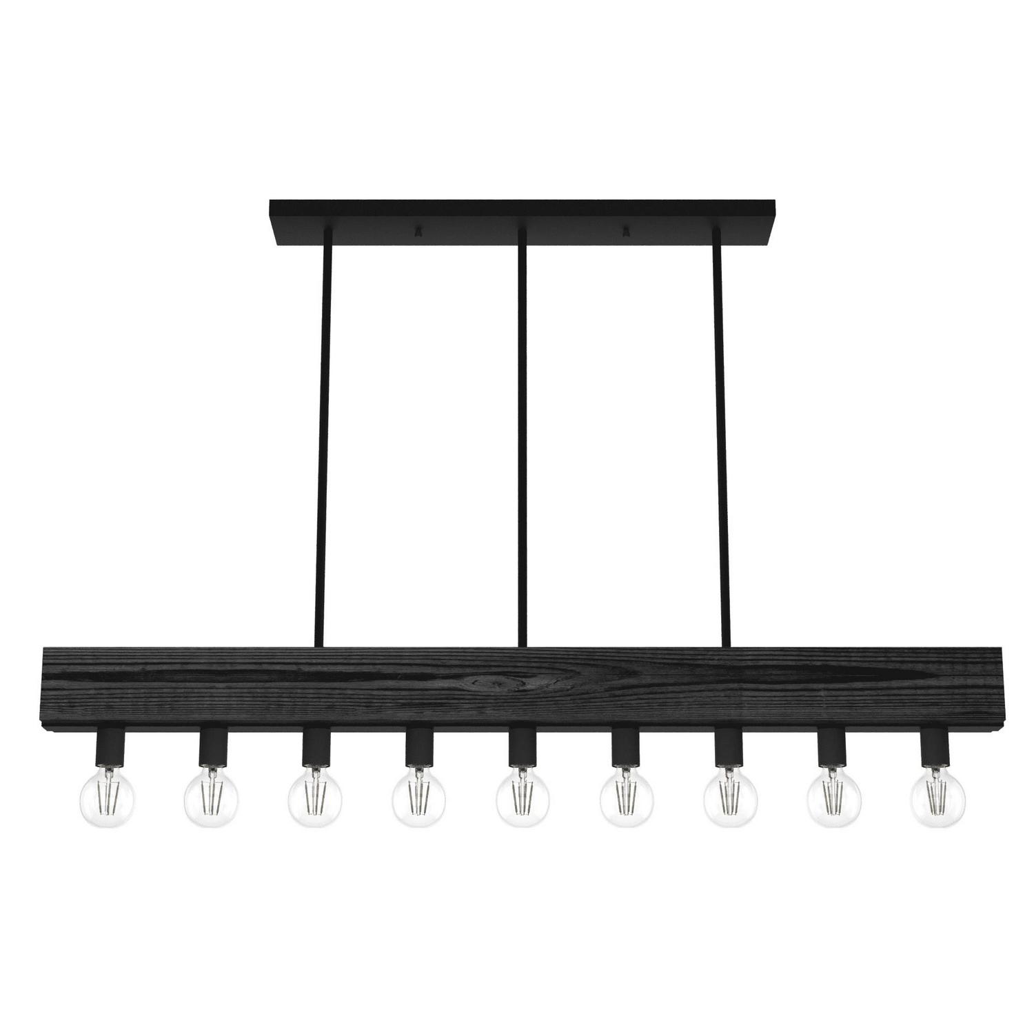 Hunter - Donelson 9-light Natural Black Iron, Extra Large Chandelier, Dimmable, Transitional Style, for Bedrooms, Dining, Living Rooms - 19059