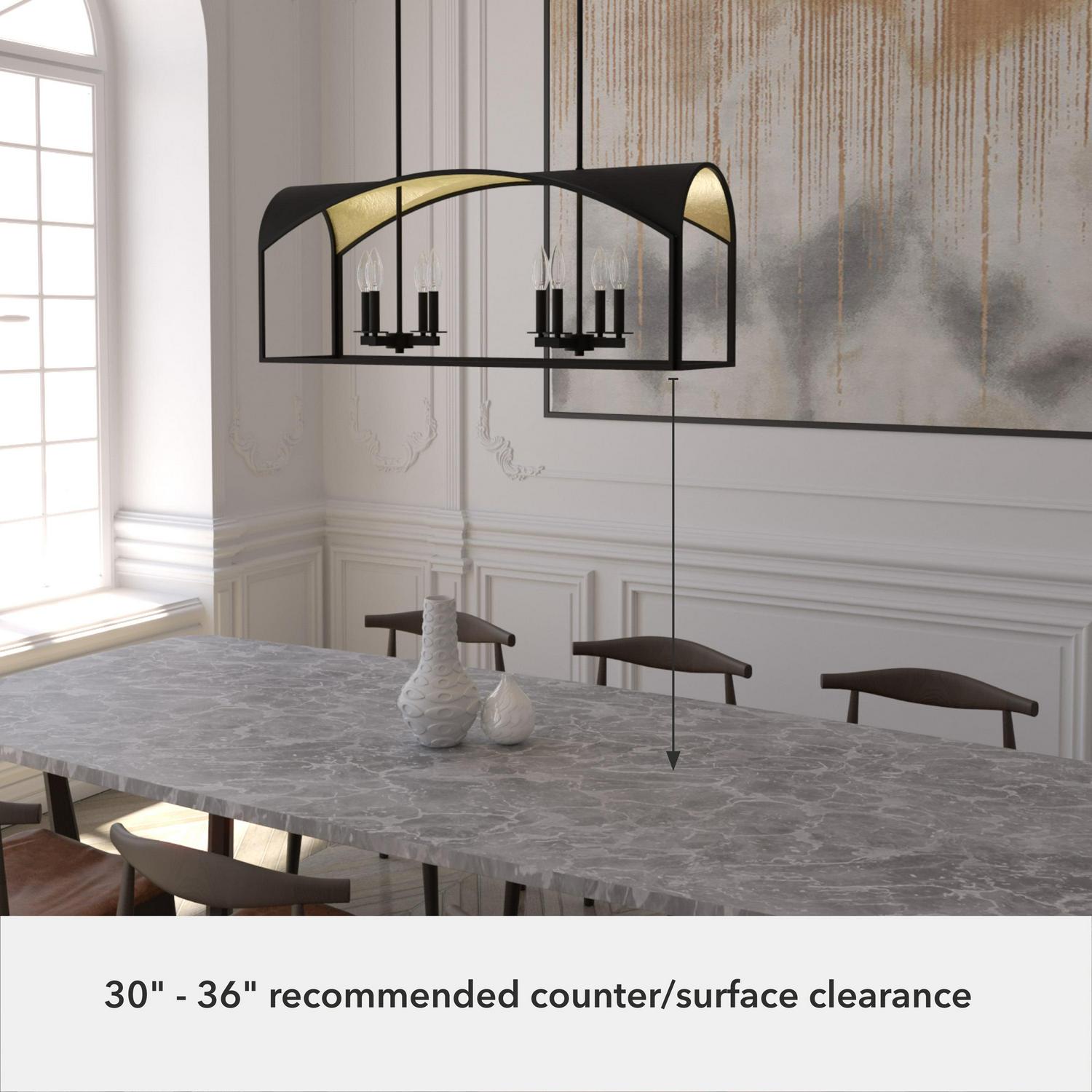 Hunter - Dukestown 8-light Natural Black Iron, Extra Large Chandelier, Dimmable, Formal Style, Linear Shaped, for Bedrooms, Dining, Living Rooms - 19731 - Image 4