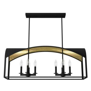 Hunter - Dukestown 8-light Natural Black Iron, Extra Large Chandelier, Dimmable, Formal Style, Linear Shaped, for Bedrooms, Dining, Living Rooms - 19731