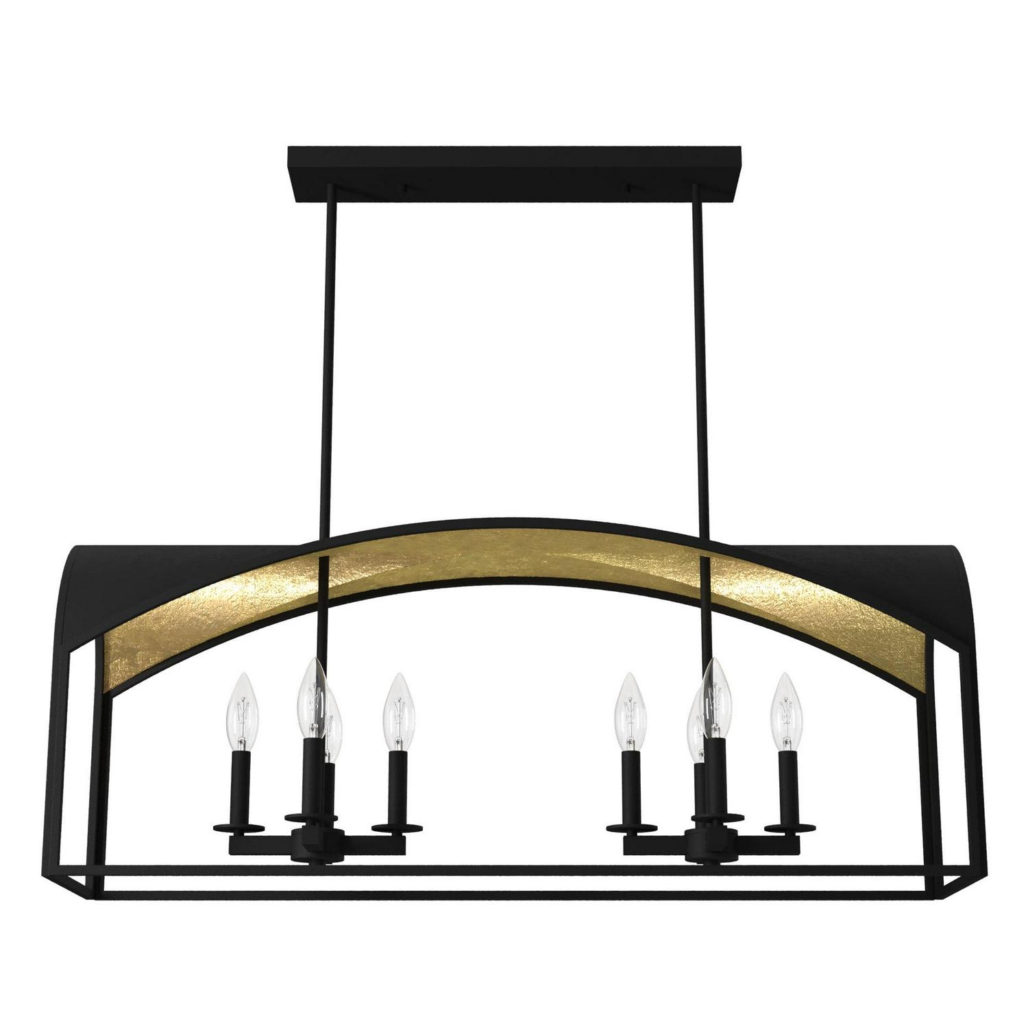 Hunter - Dukestown 8-light Natural Black Iron, Extra Large Chandelier, Dimmable, Formal Style, Linear Shaped, for Bedrooms, Dining, Living Rooms - 19731