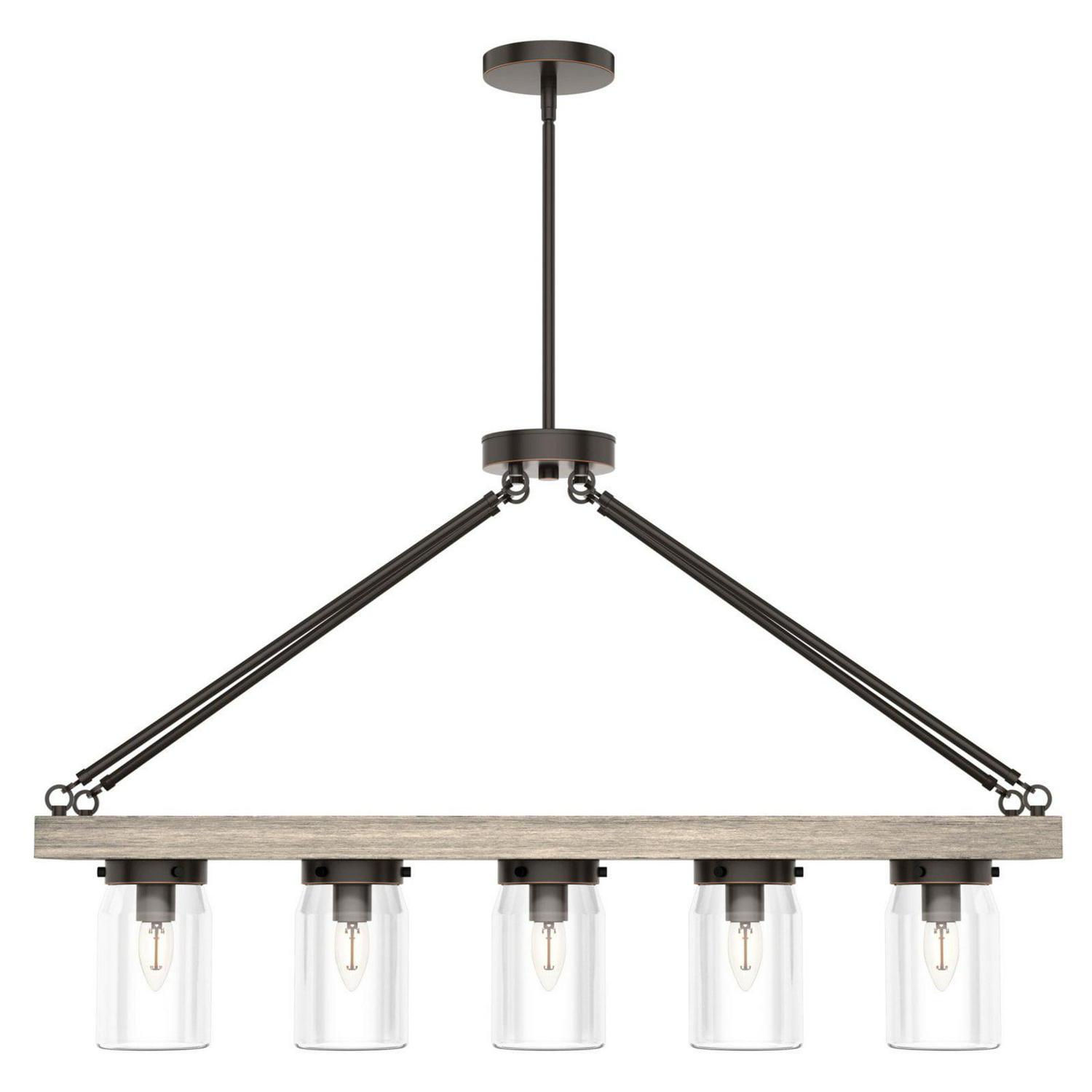 Hunter - Devon Park 5-light Onyx Bengal, Large Chandelier, Dimmable, Rustic Style, Linear Shaped, for Bedrooms, Dining, Living Rooms - 19006 - Image 4