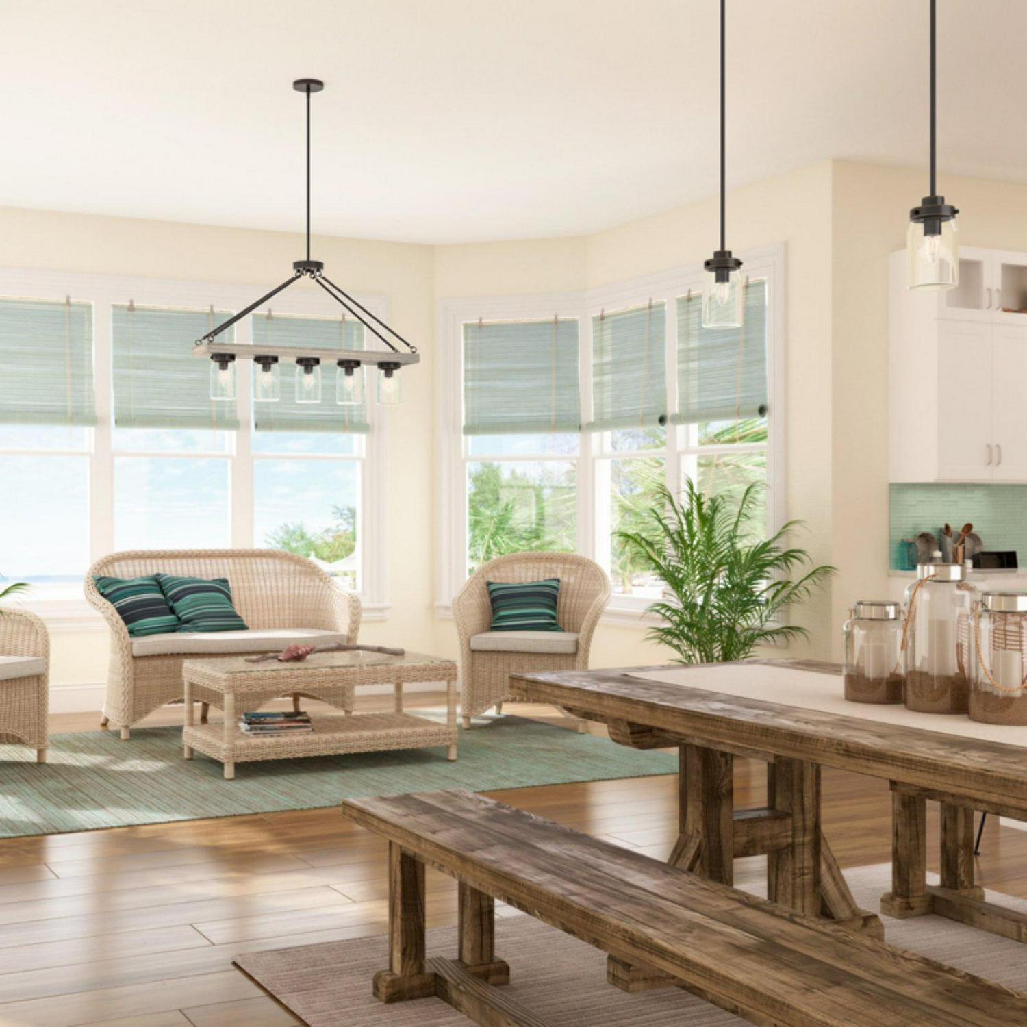 Hunter - Devon Park 5-light Onyx Bengal, Large Chandelier, Dimmable, Rustic Style, Linear Shaped, for Bedrooms, Dining, Living Rooms - 19006 - Image 9