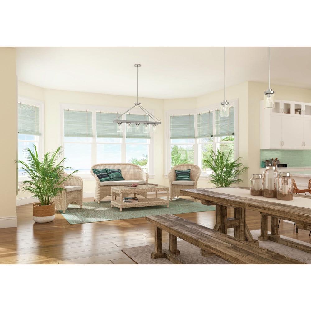 Hunter - Devon Park 5-light Brushed Nickel, Large Chandelier, Dimmable, Rustic Style, Linear Shaped, for Bedrooms, Dining, Living Rooms - 19007 - Image 5