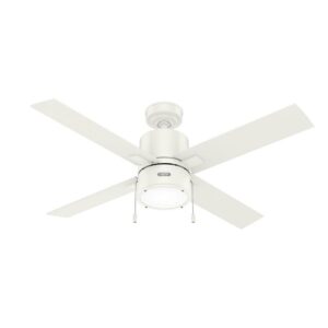 Hunter - Beck Indoor Ceiling Fan With Light, 52-inch, Fresh White, Modern-style, 3-speed WhisperWind Motor, 51744, for Living Rooms, Bedrooms