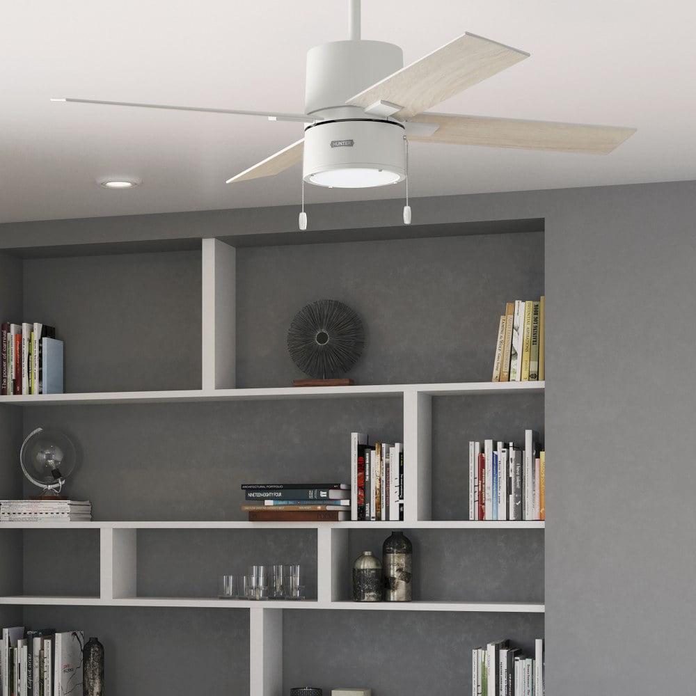 Hunter - Beck Indoor Ceiling Fan With Light, 52-inch, Fresh White, Modern-style, 3-speed WhisperWind Motor, 51744, for Living Rooms, Bedrooms - Image 5