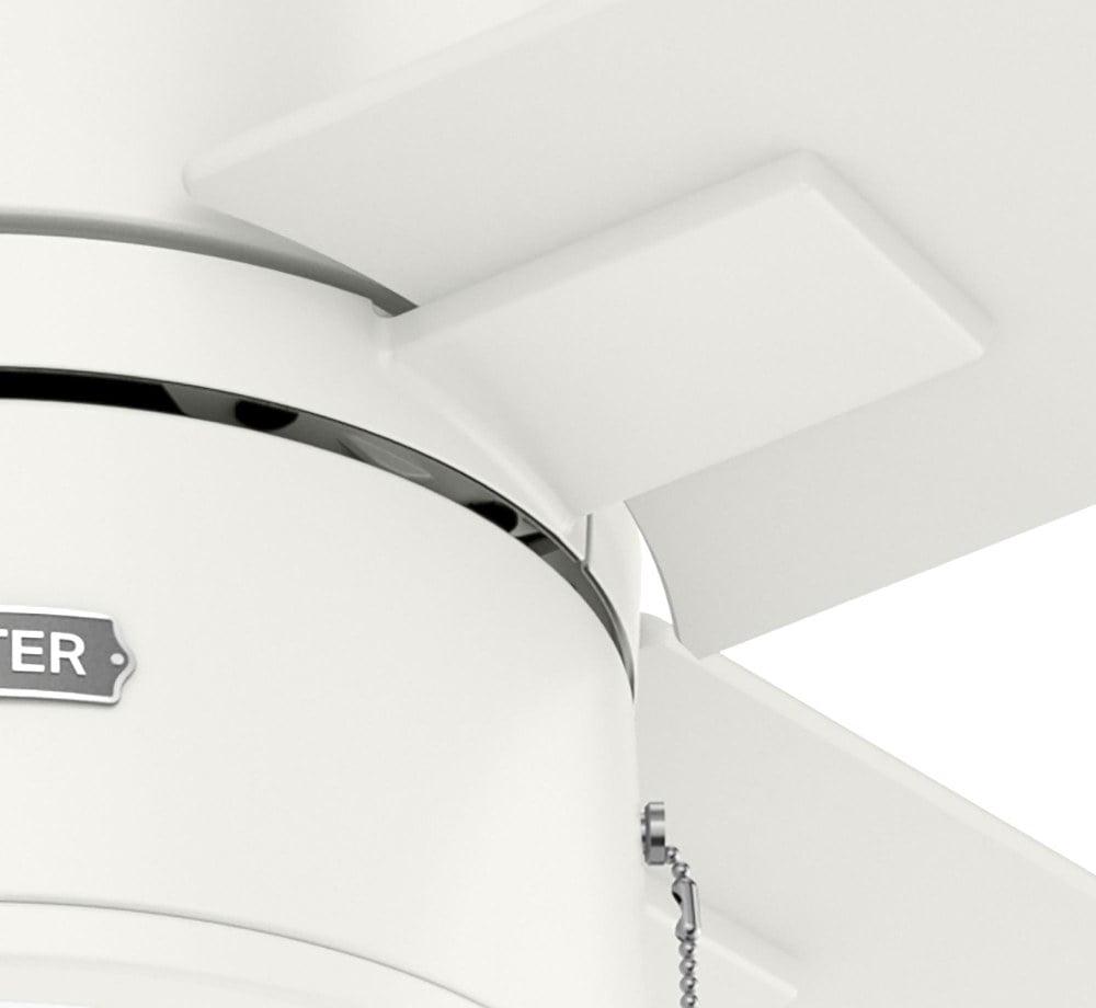 Hunter - Beck Indoor Ceiling Fan With Light, 52-inch, Fresh White, Modern-style, 3-speed WhisperWind Motor, 51744, for Living Rooms, Bedrooms - Image 4