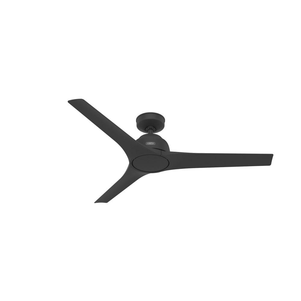 Hunter - Gallegos Indoor/Outdoor Ceiling Fan, Wall Control, 52-inch, Matte Black, Modern-style, 3-speed WhisperWind Motor, 51583, for Porches, Bathrooms