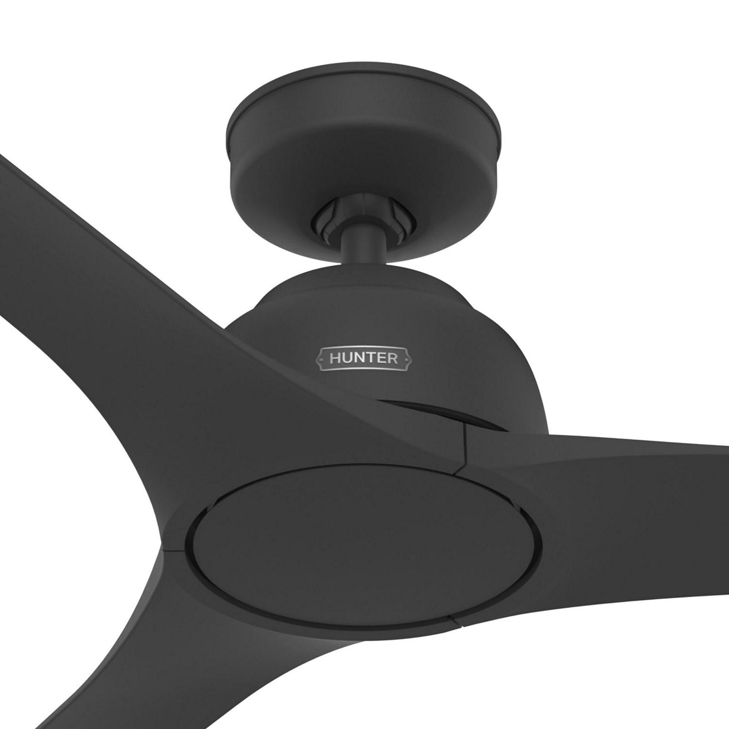 Hunter - Gallegos Indoor/Outdoor Ceiling Fan, Wall Control, 52-inch, Matte Black, Modern-style, 3-speed WhisperWind Motor, 51583, for Porches, Bathrooms - Image 7
