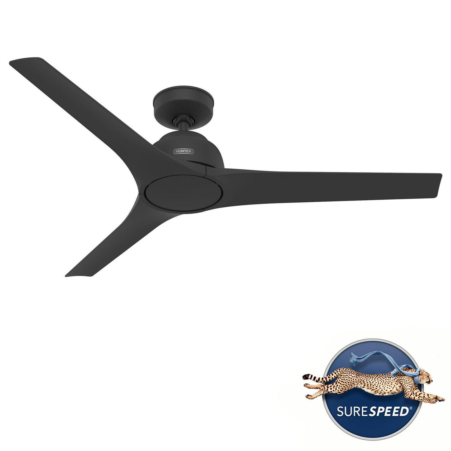 Hunter - Gallegos Indoor/Outdoor Ceiling Fan, Wall Control, 52-inch, Matte Black, Modern-style, 3-speed WhisperWind Motor, 51583, for Porches, Bathrooms - Image 3