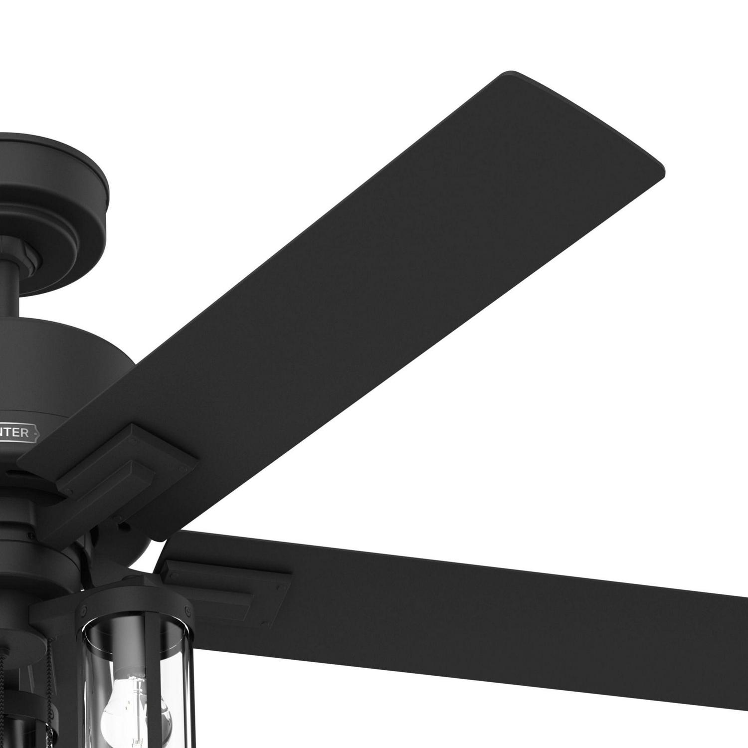 Hunter - Lawndale Indoor/Outdoor Ceiling Fan With Light, 52-inch, Matte Black, Casual-style, 3-speed WhisperWind Motor, 51689, for Porches, Bathrooms - Image 5