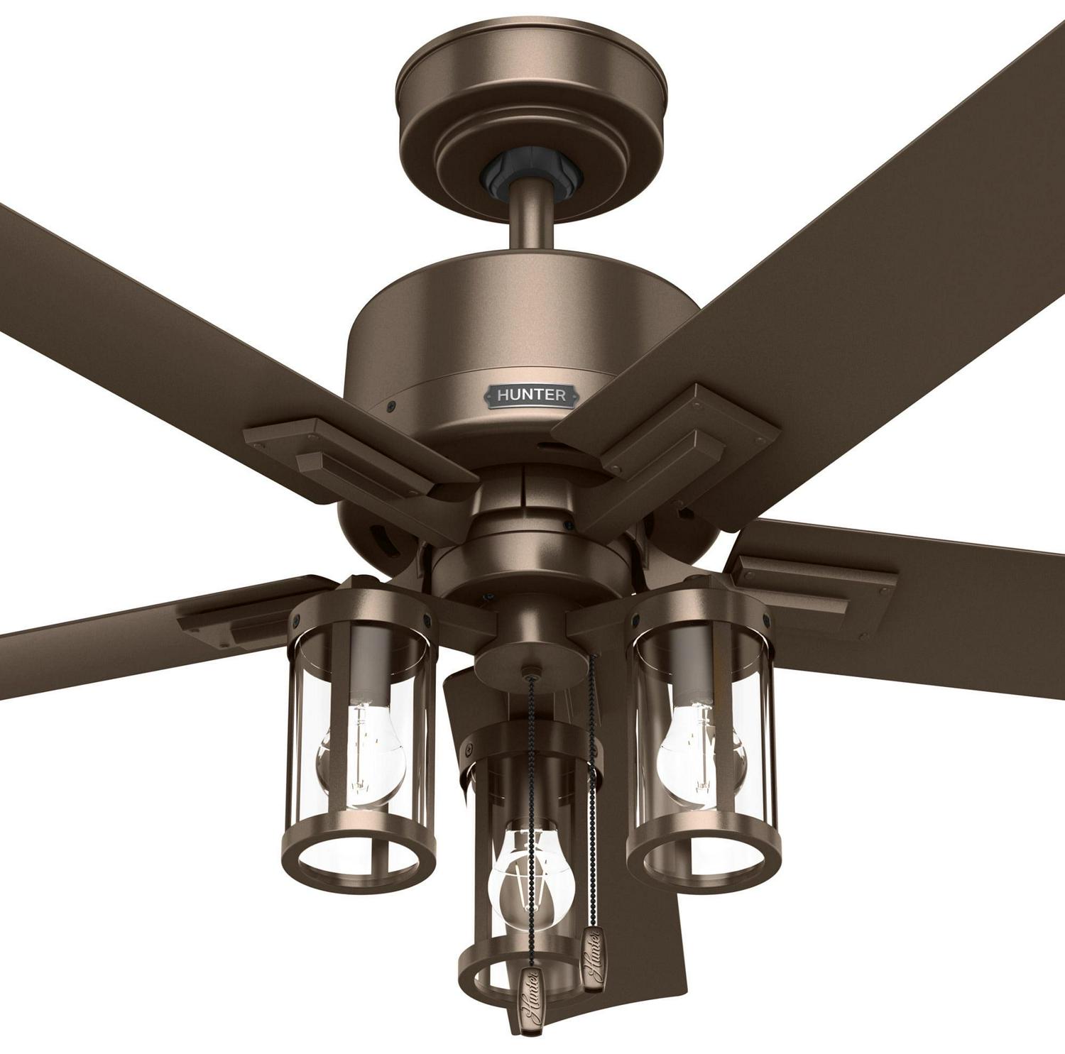 Hunter - Lawndale Indoor/Outdoor Ceiling Fan With Light, 52-inch, Matte Black, Casual-style, 3-speed WhisperWind Motor, 51689, for Porches, Bathrooms - Image 6