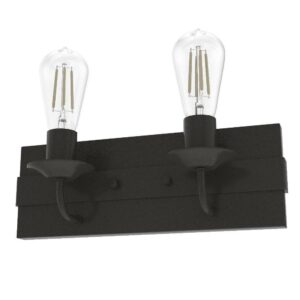 Hunter - Perch Point 2-light Noble Bronze, Small Vanity Light, Dimmable, Casual Style, for Bedrooms, Dining, Living Rooms - 19430