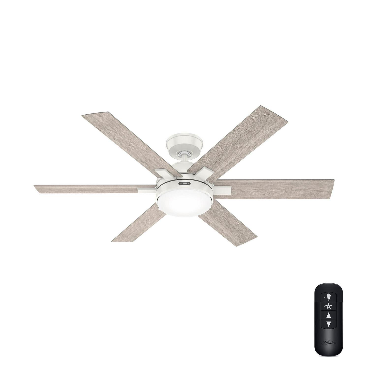 Hunter - Georgetown Indoor Ceiling Fan With Light, Remote, 52-inch, Fresh White, Casual-style, 4-speed WhisperWind Motor, Quick Installation, 51880, for living rooms, bedrooms, home offices, kitchens - Image 4