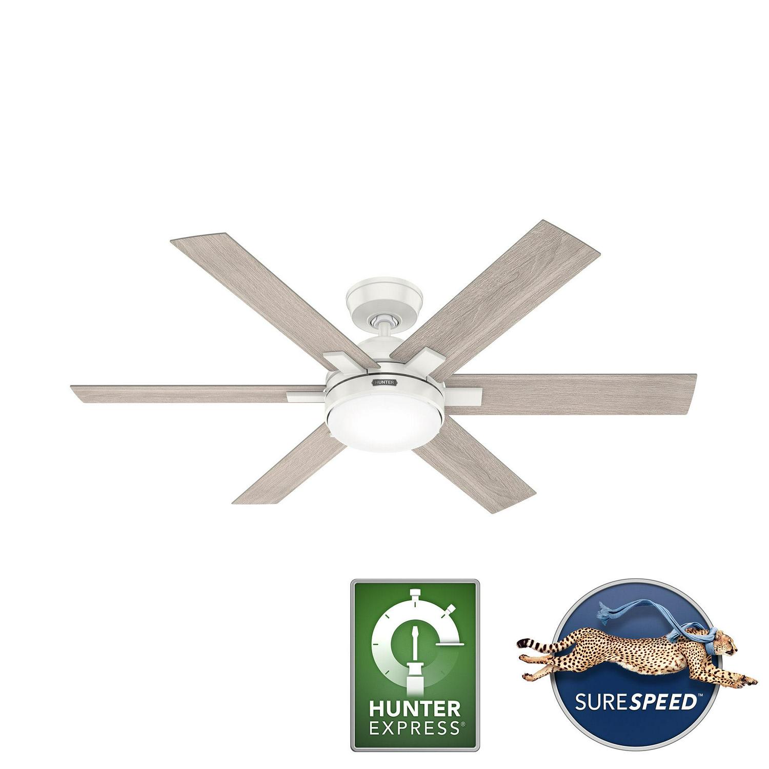Hunter - Georgetown Indoor Ceiling Fan With Light, Remote, 52-inch, Fresh White, Casual-style, 4-speed WhisperWind Motor, Quick Installation, 51880, for living rooms, bedrooms, home offices, kitchens - Image 2