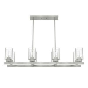 Hunter - Hartland 8-light Brushed Nickel, Extra Large Chandelier, Dimmable, Casual Style, Linear Shaped, for Bedrooms, Dining, Living Rooms - 19159