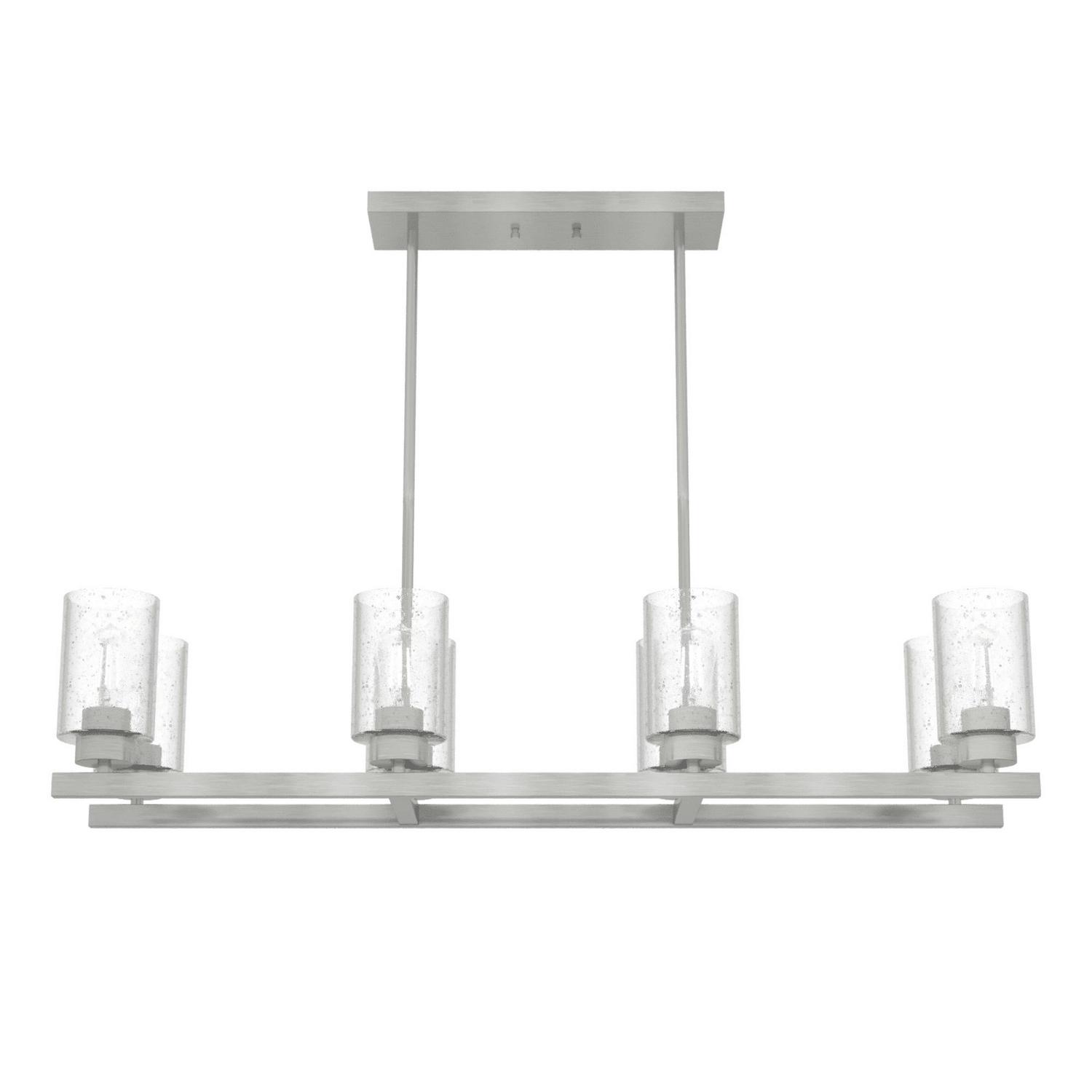 Hunter - Hartland 8-light Brushed Nickel, Extra Large Chandelier, Dimmable, Casual Style, Linear Shaped, for Bedrooms, Dining, Living Rooms - 19159