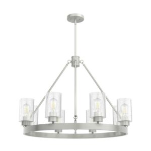 Hunter - Hartland 8-light Brushed Nickel, Large Chandelier, Dimmable, Casual Style, Wagon Wheel Shaped, for Bedrooms, Dining, Living Rooms - 19135