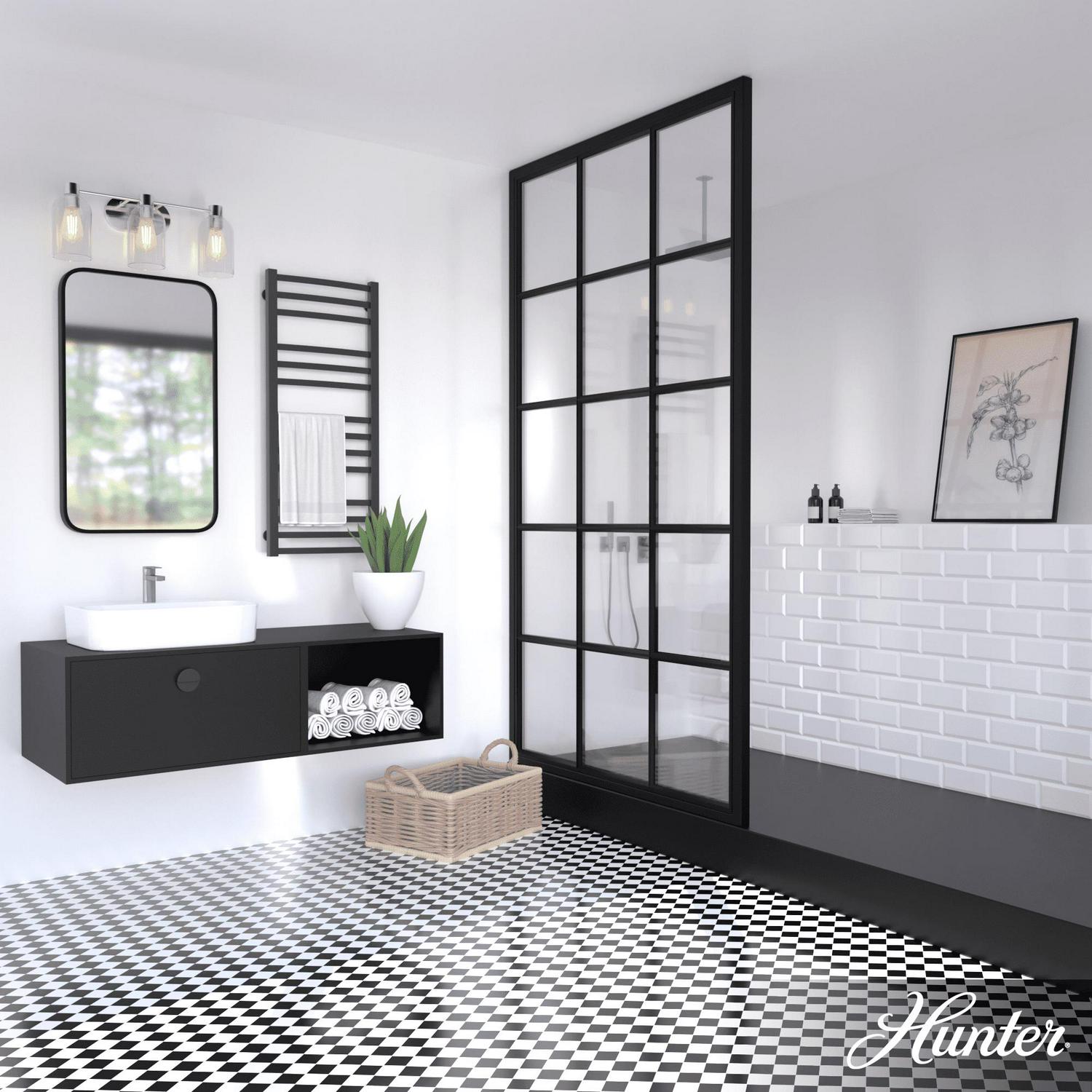 Hunter - Lochemeade 3-light Brushed Nickel, Medium Size Vanity Light, Dimmable, Transitional Style, for Bedrooms, Kitchens, Dining, Living Rooms - 19708 - Image 2