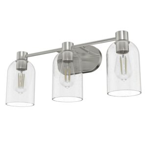 Hunter - Lochemeade 3-light Brushed Nickel, Medium Size Vanity Light, Dimmable, Transitional Style, for Bedrooms, Kitchens, Dining, Living Rooms - 19708