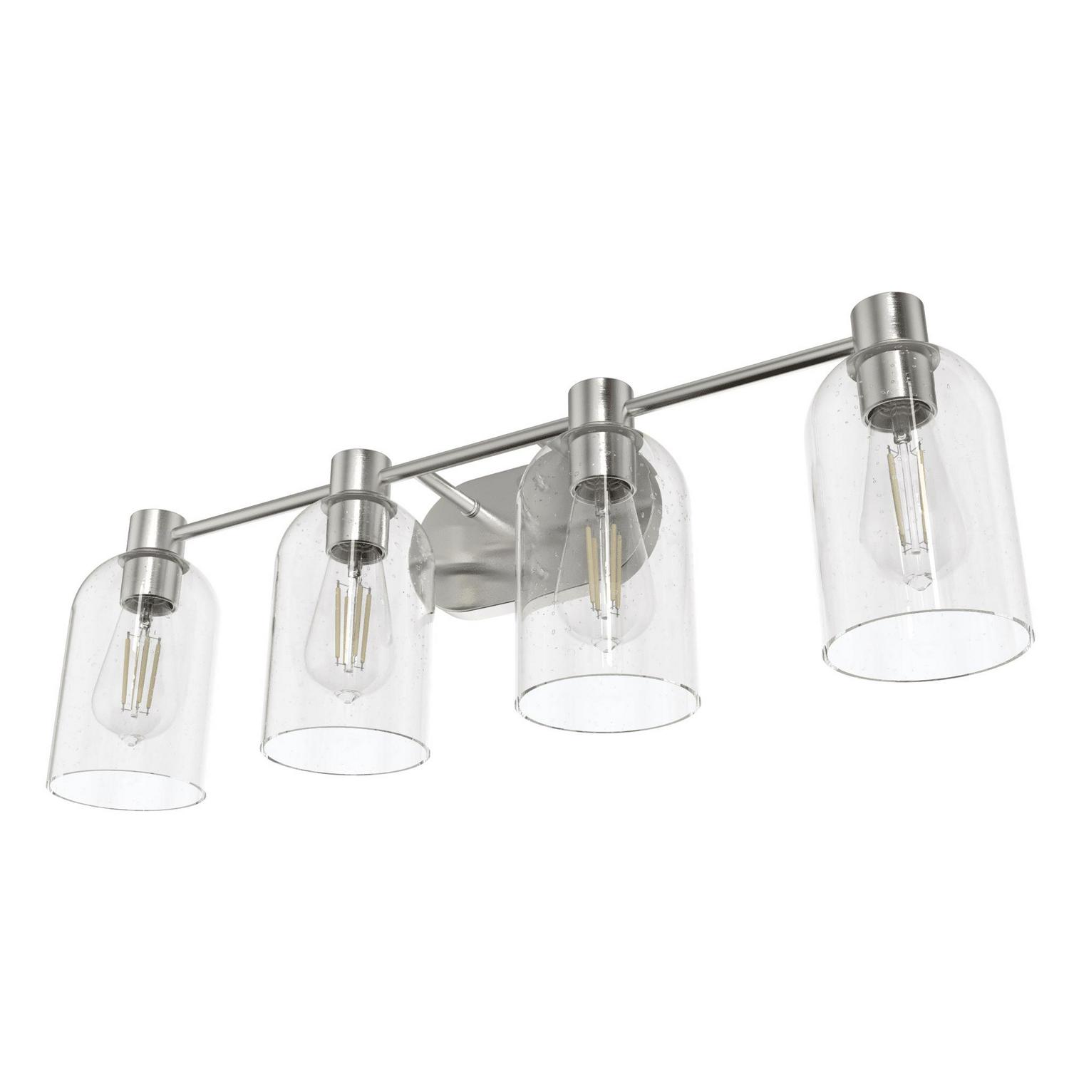 Hunter - Lochemeade 4-light Brushed Nickel, Medium Size Vanity Light, Dimmable, for Bedrooms, Dining, Living Rooms - 19710 - Image 7